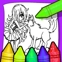 Anime Wolf Girl Coloring Pages thumbnail